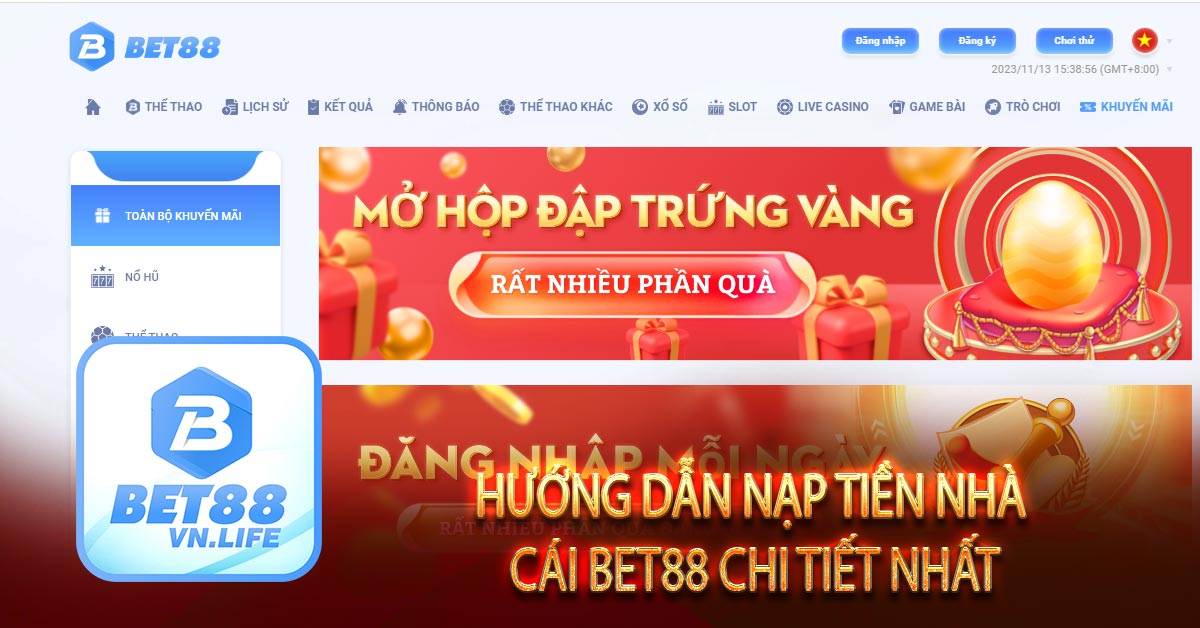 Hướng dẫn nạp tiền nhà cái BET88 chi tiết nhất